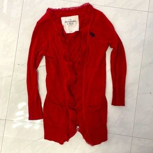 Abercrombie and Fitch Cardigan Red Sweater, extra small